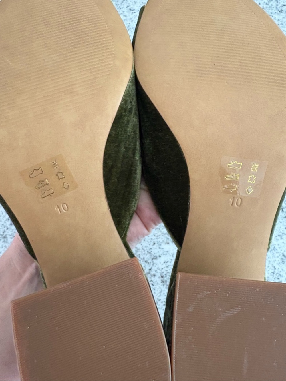 Madewell green velvet slide heels *FLAW* size 10 - Picture 9 of 12